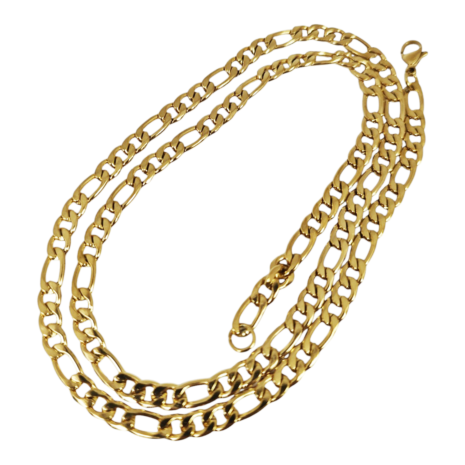 Collier acier  \'Maille Figaro\' doré - 60 cm 5 mm - [S1370]