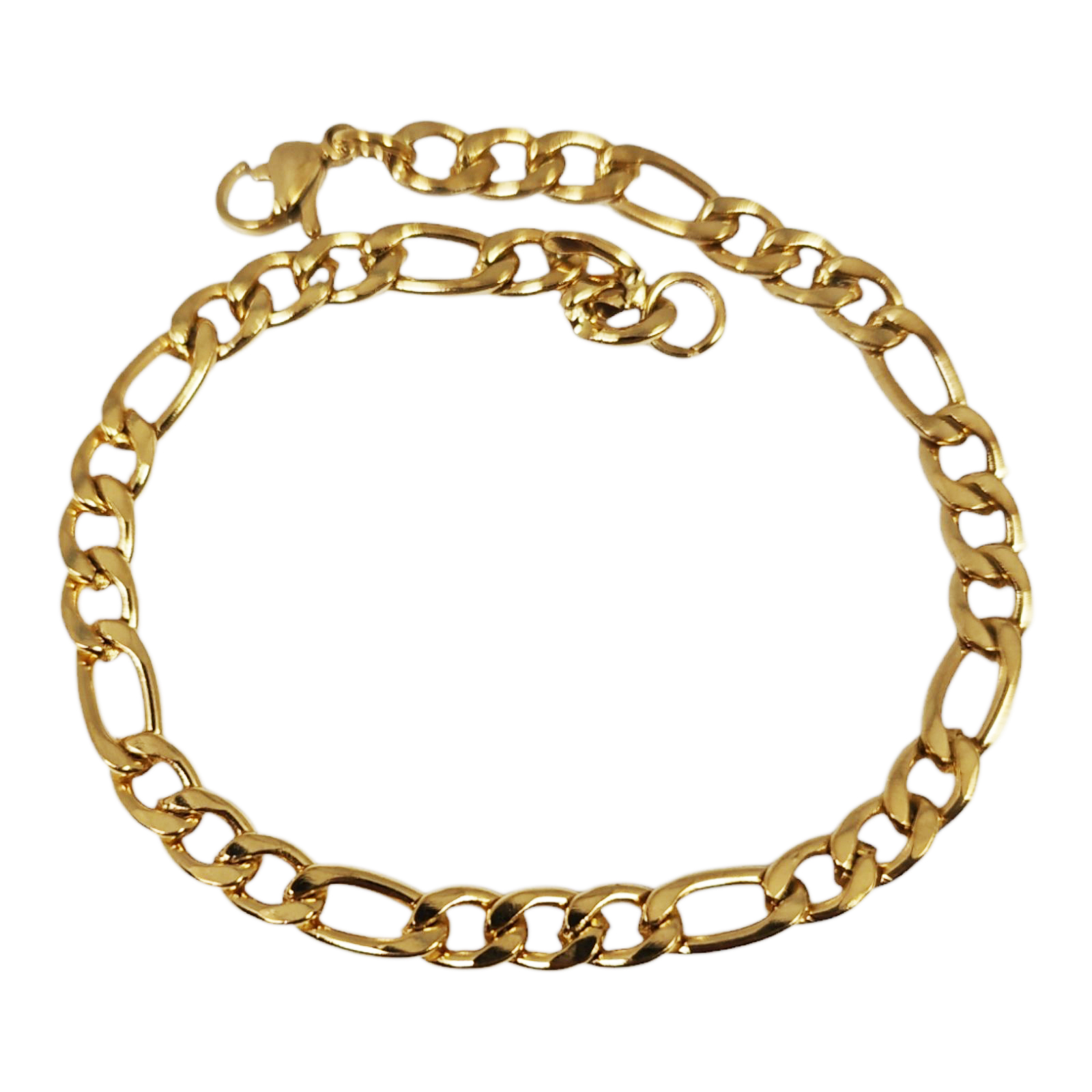 Bracelet Acier \'Maille Figaro\' doré - 20 cm 5 mm - [S1371]
