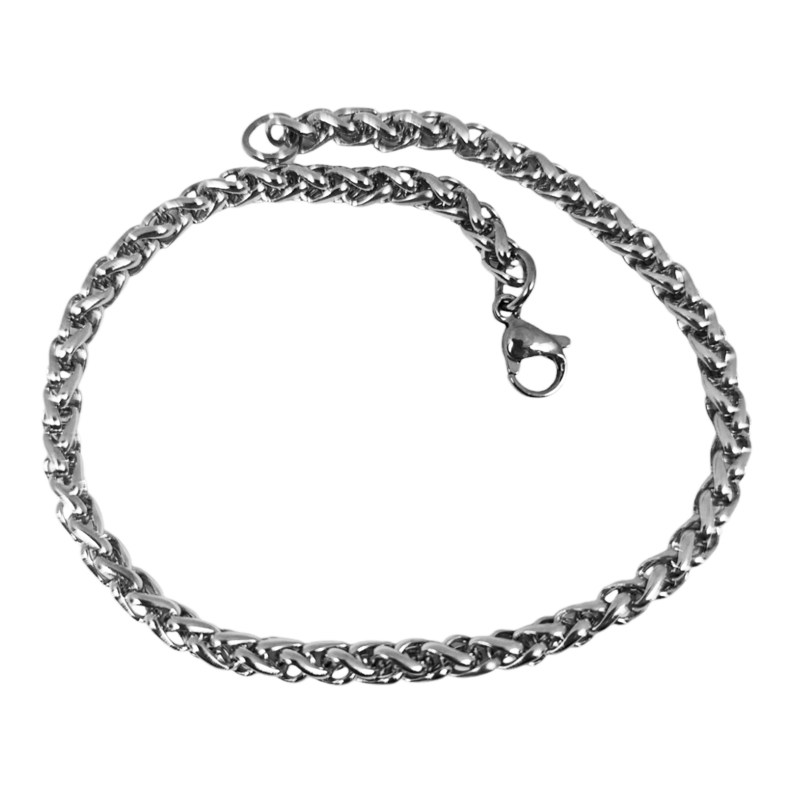 Bracelet Acier \'Palmier\' Argenté - 22 cm 4 mm - [S1372]