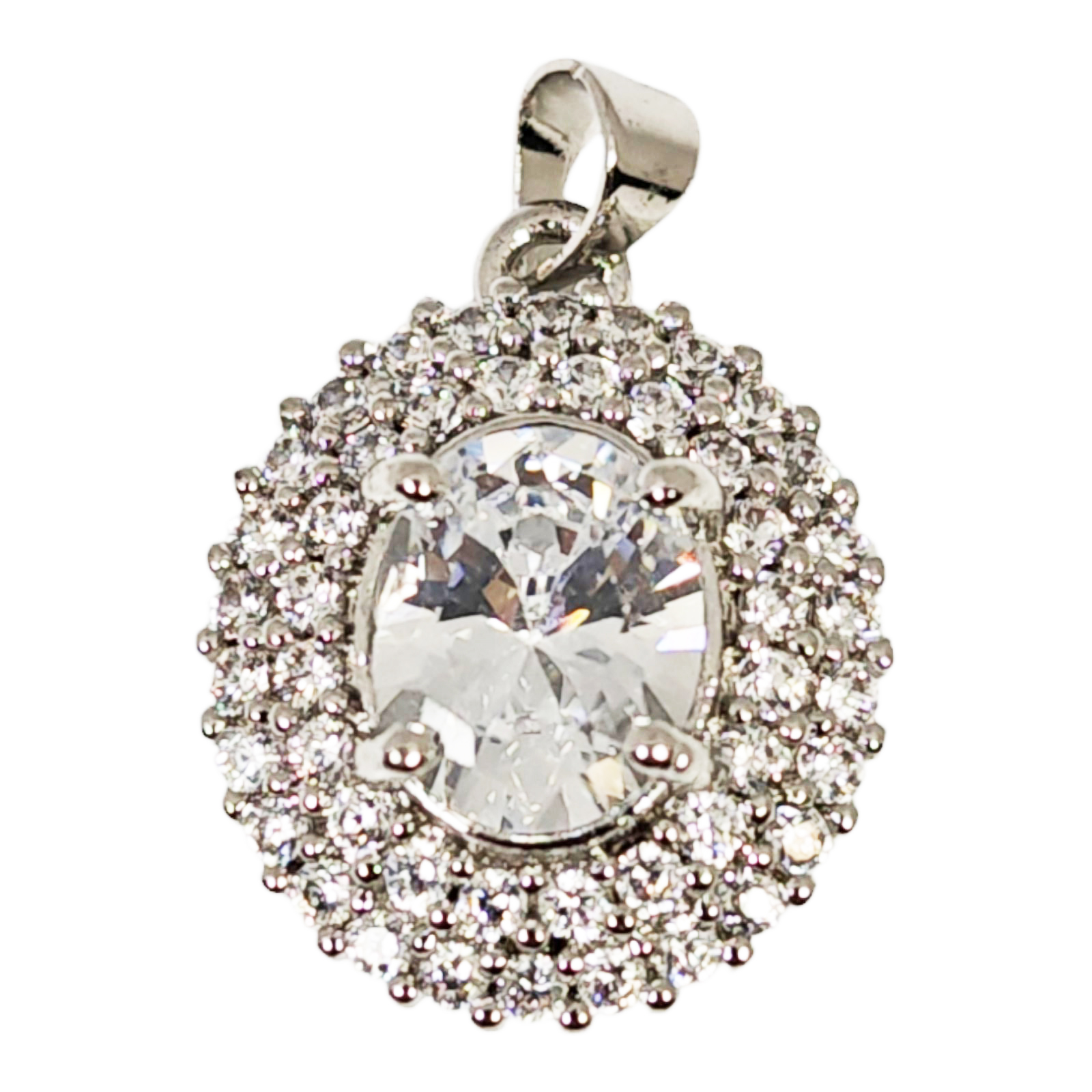 Pendentif acier \'Arégonde\' blanc argenté - 17x15 mm - [S1379]