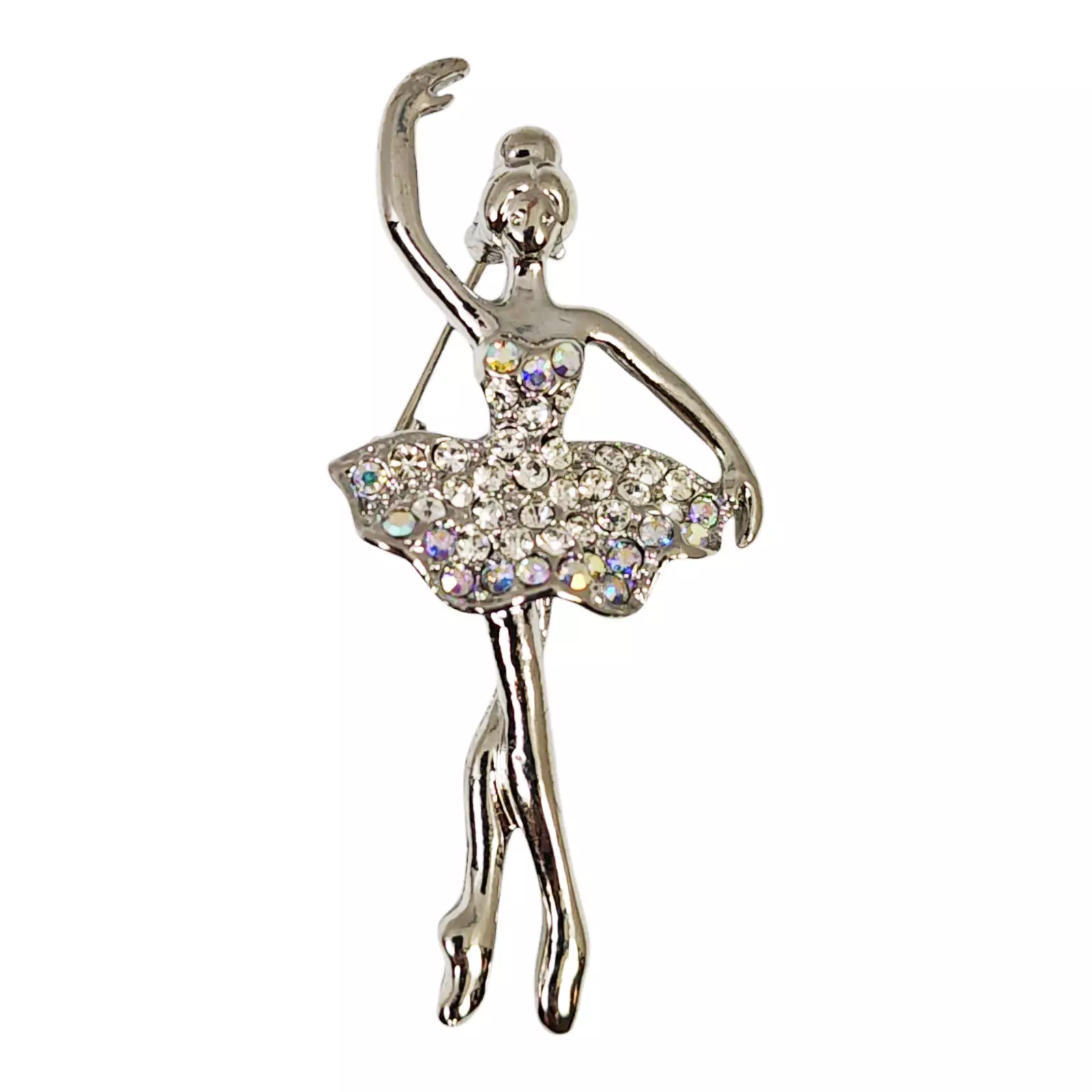 les trésors de lily Broche Créateur 'Ballerine' blanc argenté 50x25 mm [S1380]