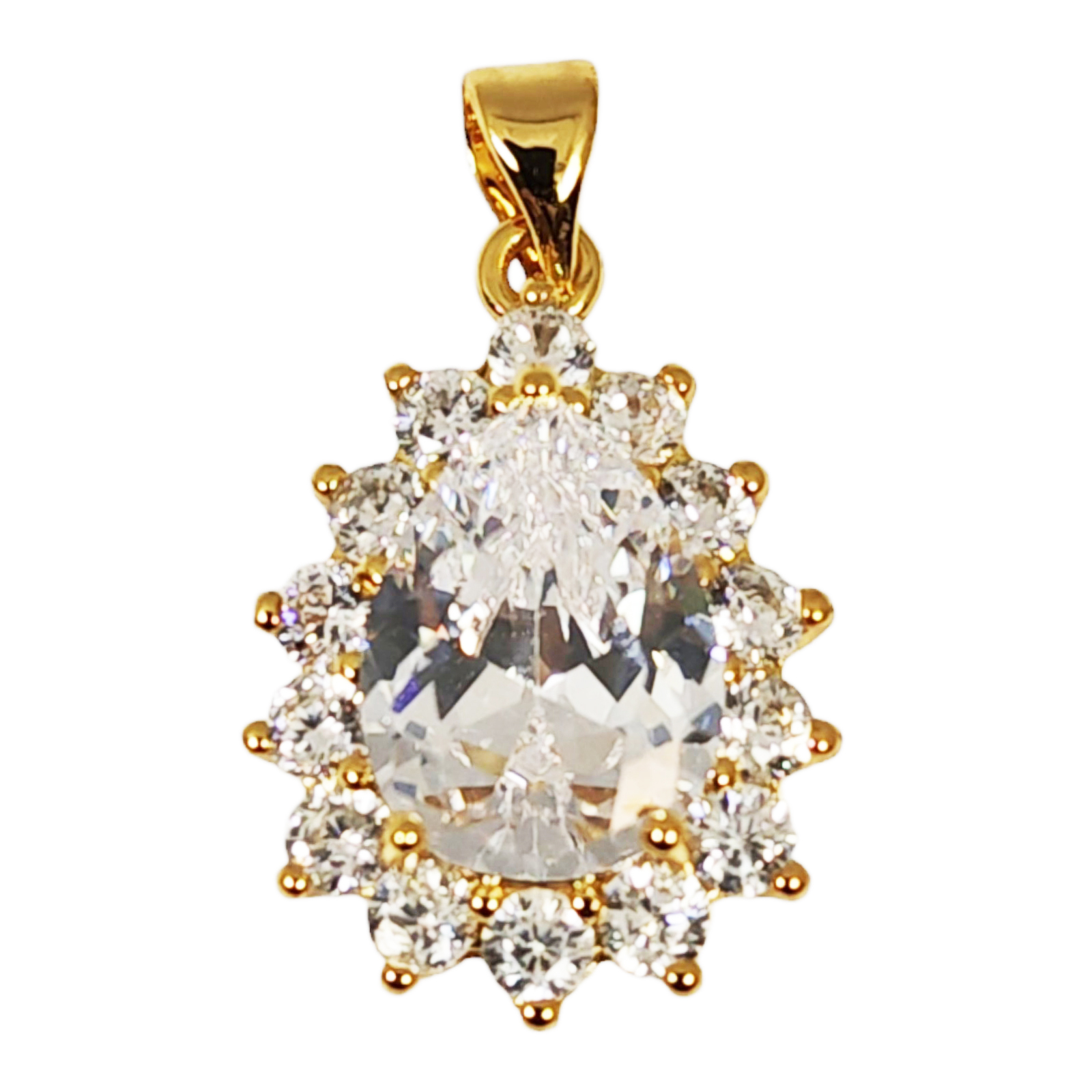 Pendentif plaqué or \'Arégonde\' blanc doré - 17x14 mm - [S1382]