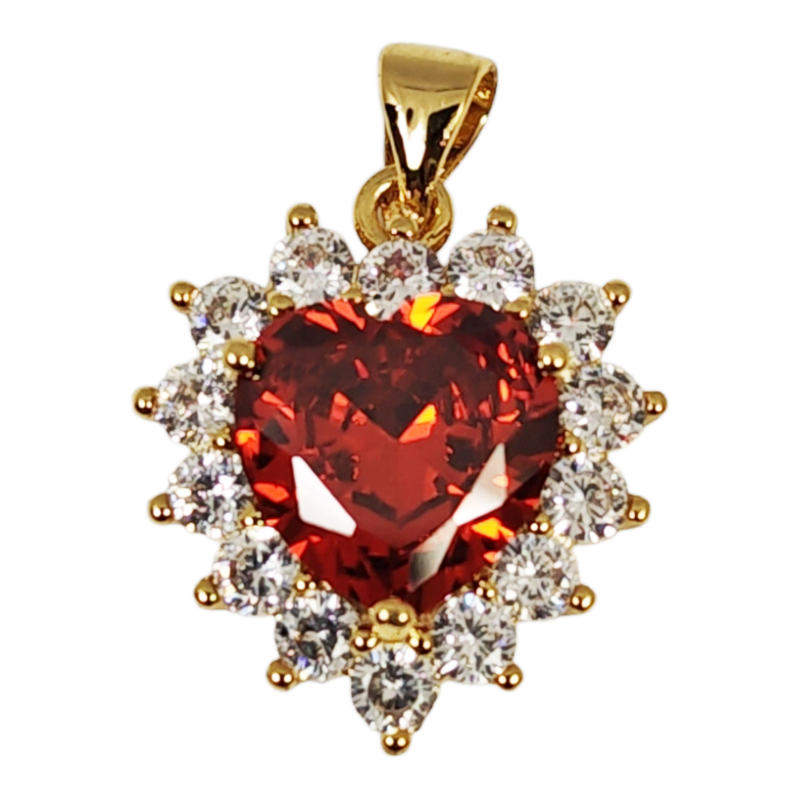 Pendentif plaqué or \'Arégonde\' orange blanc doré - 15x15 mm (cœur) - [S1383]