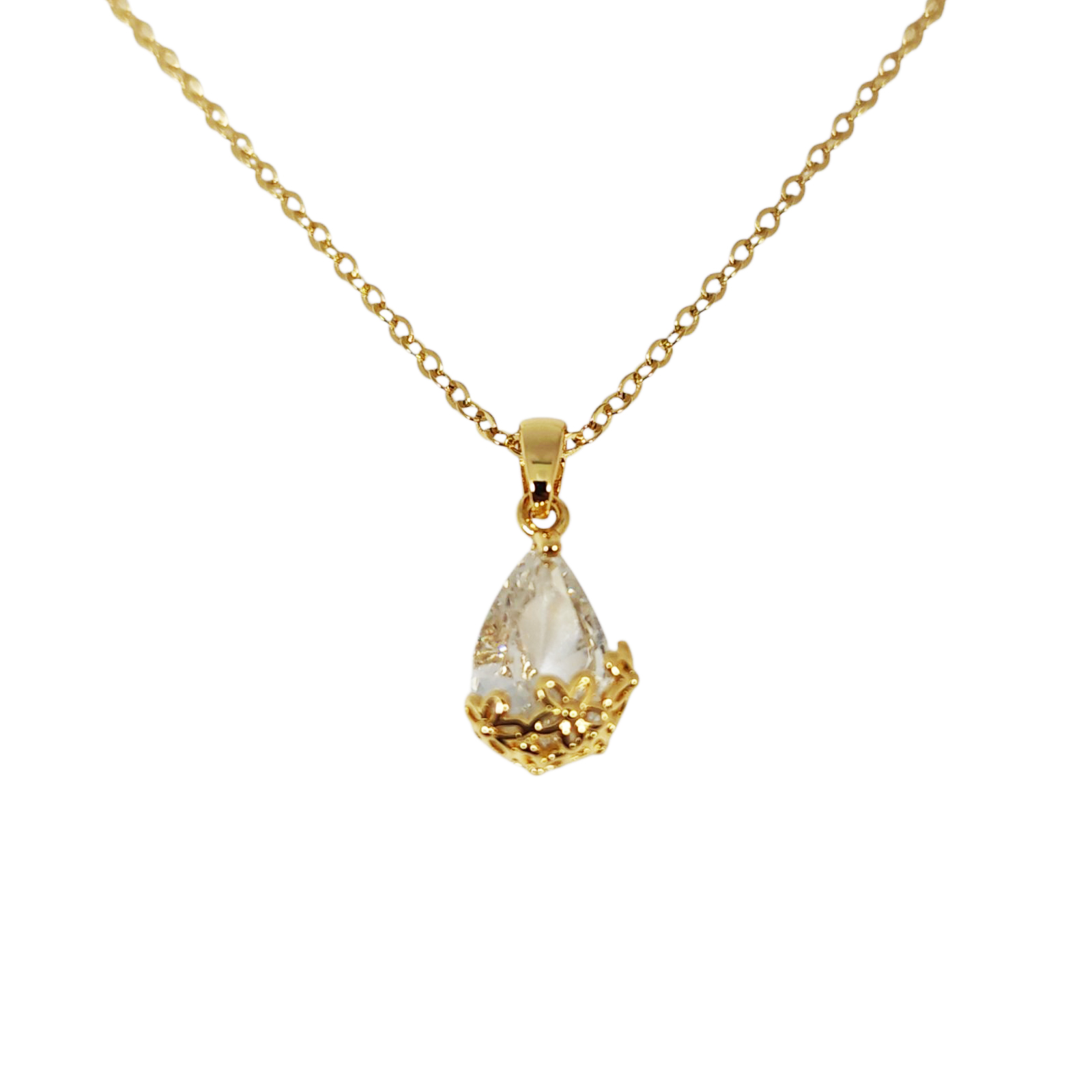 Collier créateur \'Arégonde\' blanc doré - 13x10 mm - [S1389]