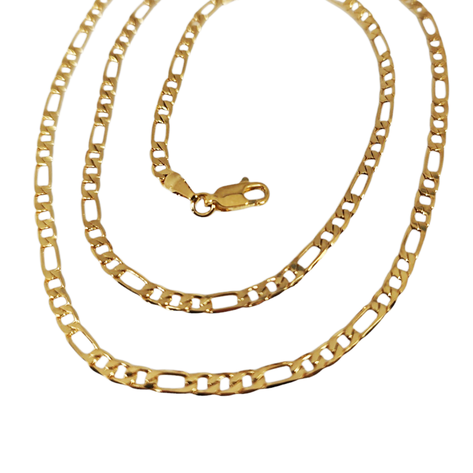 Collier acier  \'Maille Figaro\' doré - 50 cm 3 mm - [S1390]