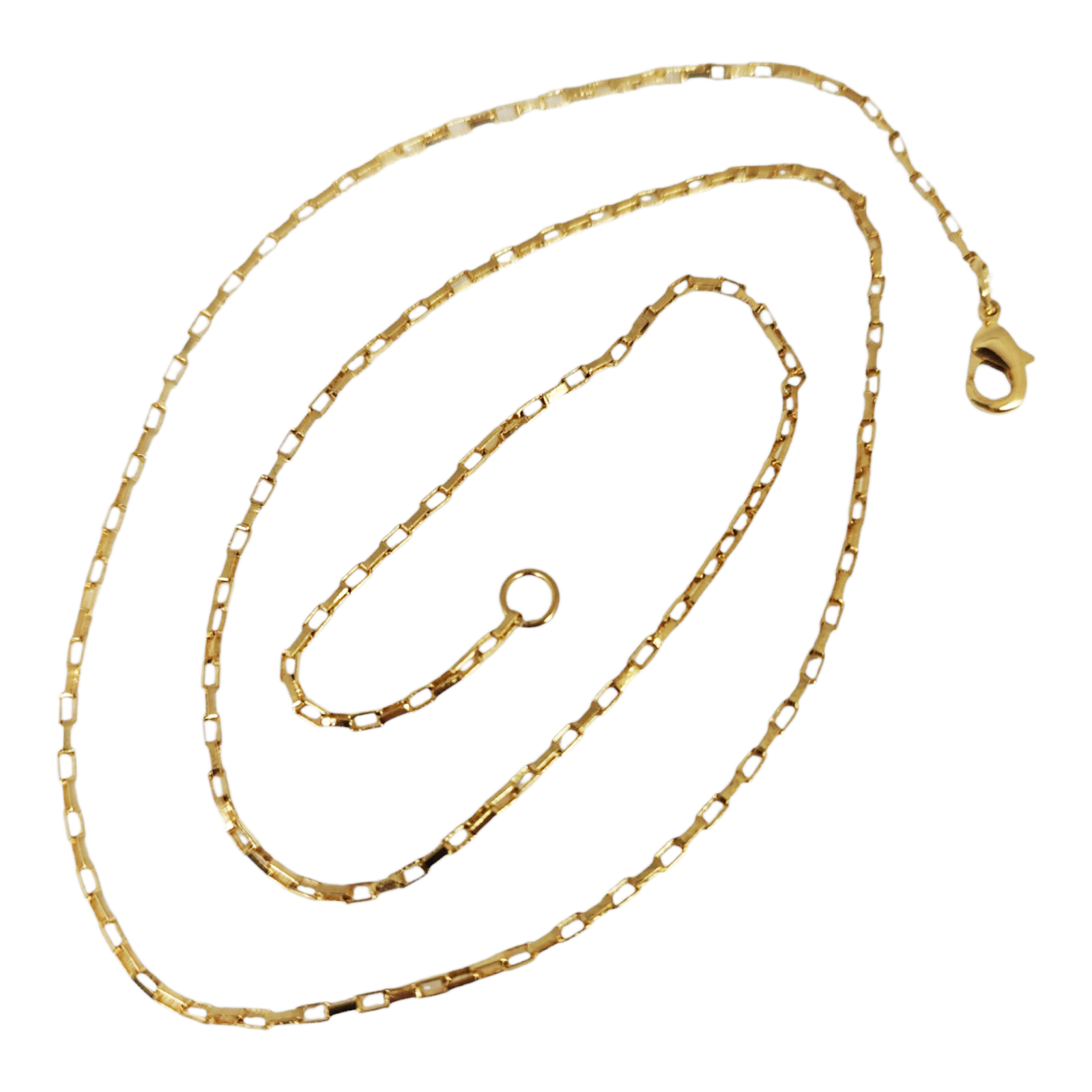 Collier acier  \'Maille Trombone\' doré - 50 cm 2 mm - [S1391]