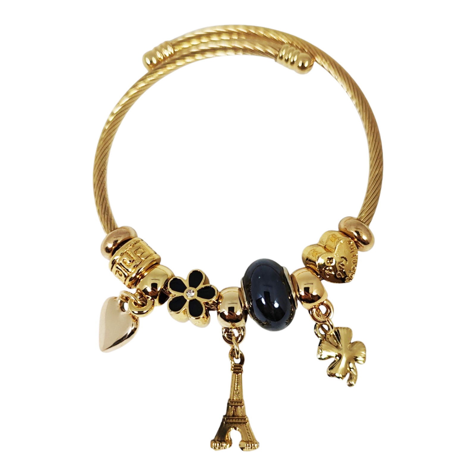 Bracelet Acier \'Sous le Ciel de Paris\' noir doré - 20x10 mm - [S1400]