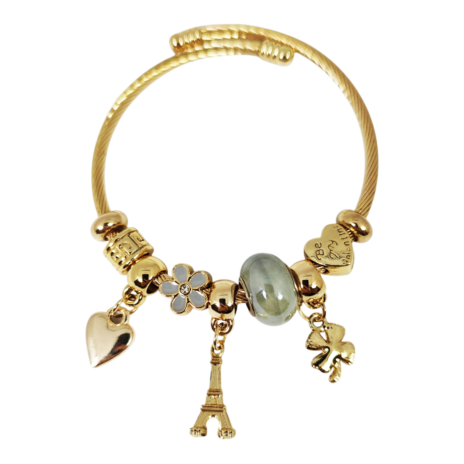 Bracelet Acier \'Sous le Ciel de Paris\' gris doré - 20x10 mm - [S1402]