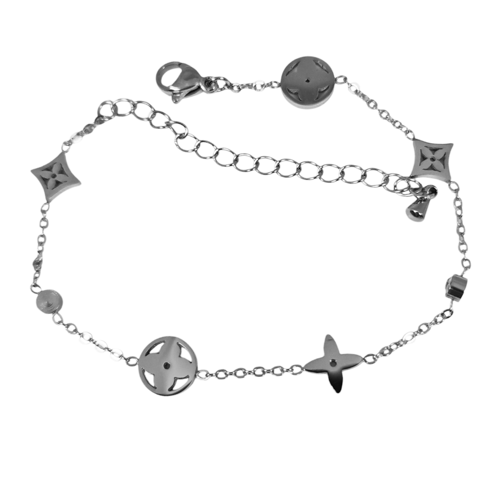 Bracelet créateur Acier \'Trèfles\' blanc argenté - 8 mm - [S1410]
