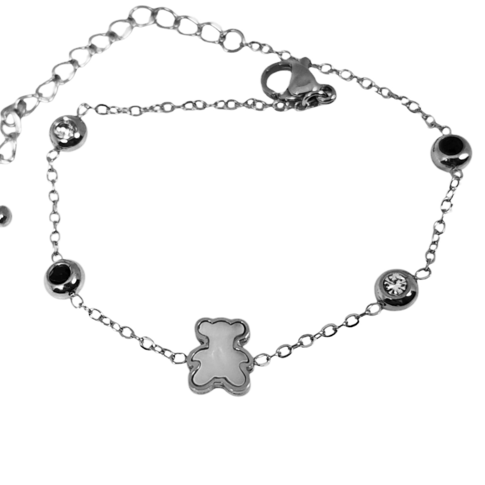 Bracelet créateur Acier \'Teddy\' blanc argenté - 8x7 mm - [S1414]