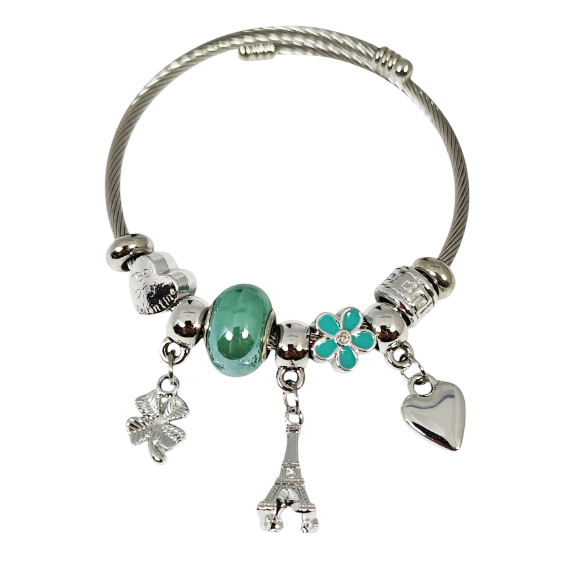 Bracelet Acier \'Sous le Ciel de Paris\' bleu argenté - 20x10 mm - [S1418]