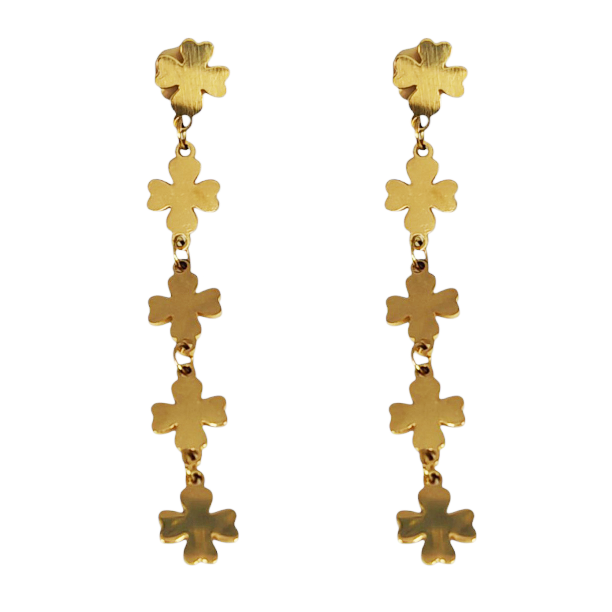 Boucles Acier \'Trèfles\' doré - 58x7 mm - [S1420]