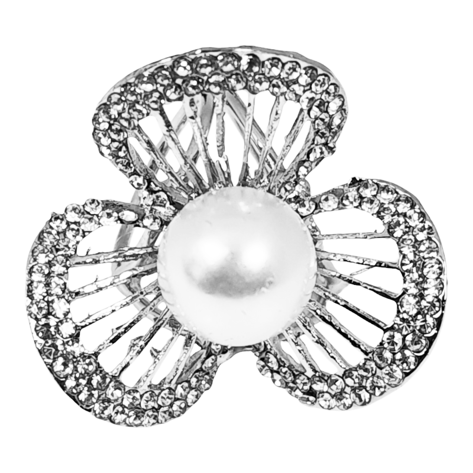Bague de Foulard \'Arégonde\' blanc argenté - 35 mm - [S1423]