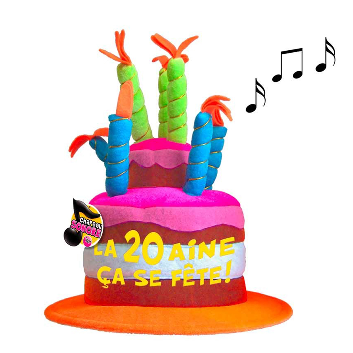 Chapeau d\'anniversaire musical \'20 ans\' multicolore - [Q5466]