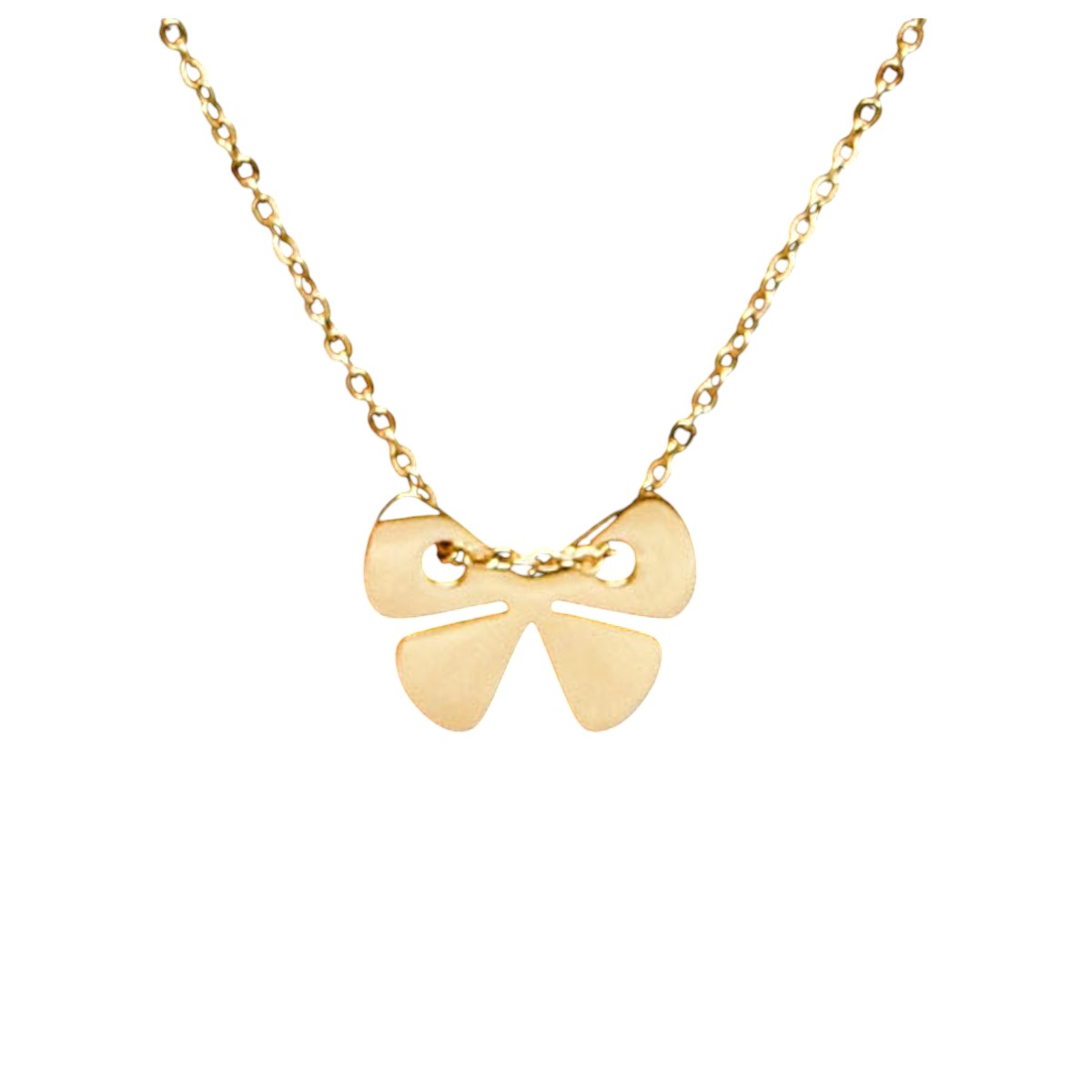 Collier créateur acier \'Papillon\' doré - 15x10 mm - [R4447]