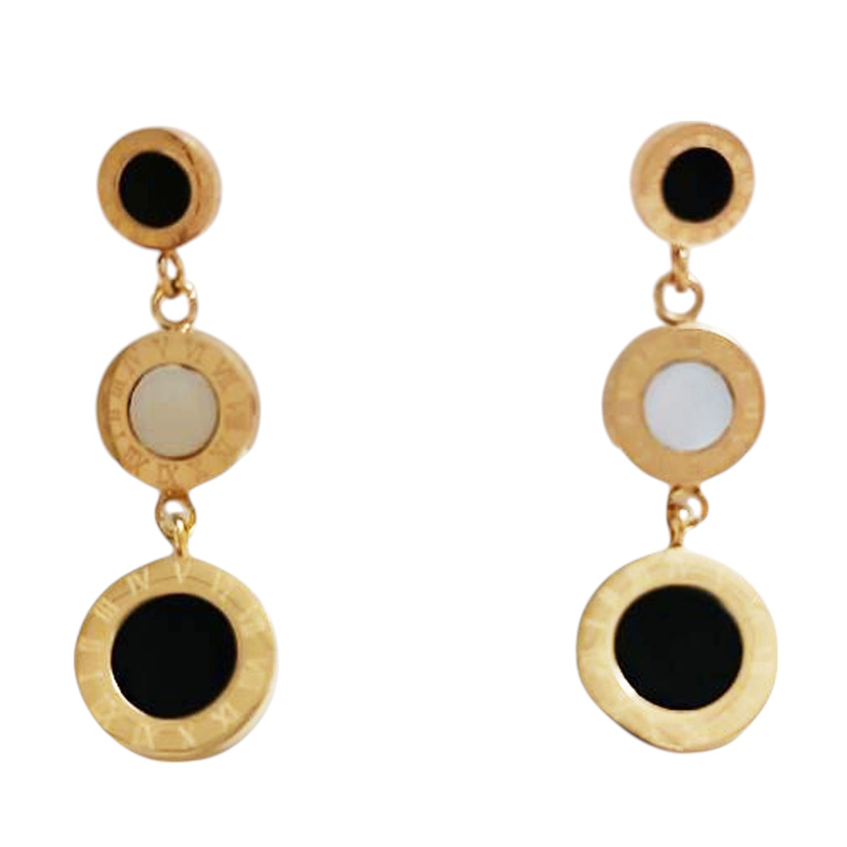 Boucles créateur acier \'Cléopatra\' noir doré - 30x10 mm - [R8609]