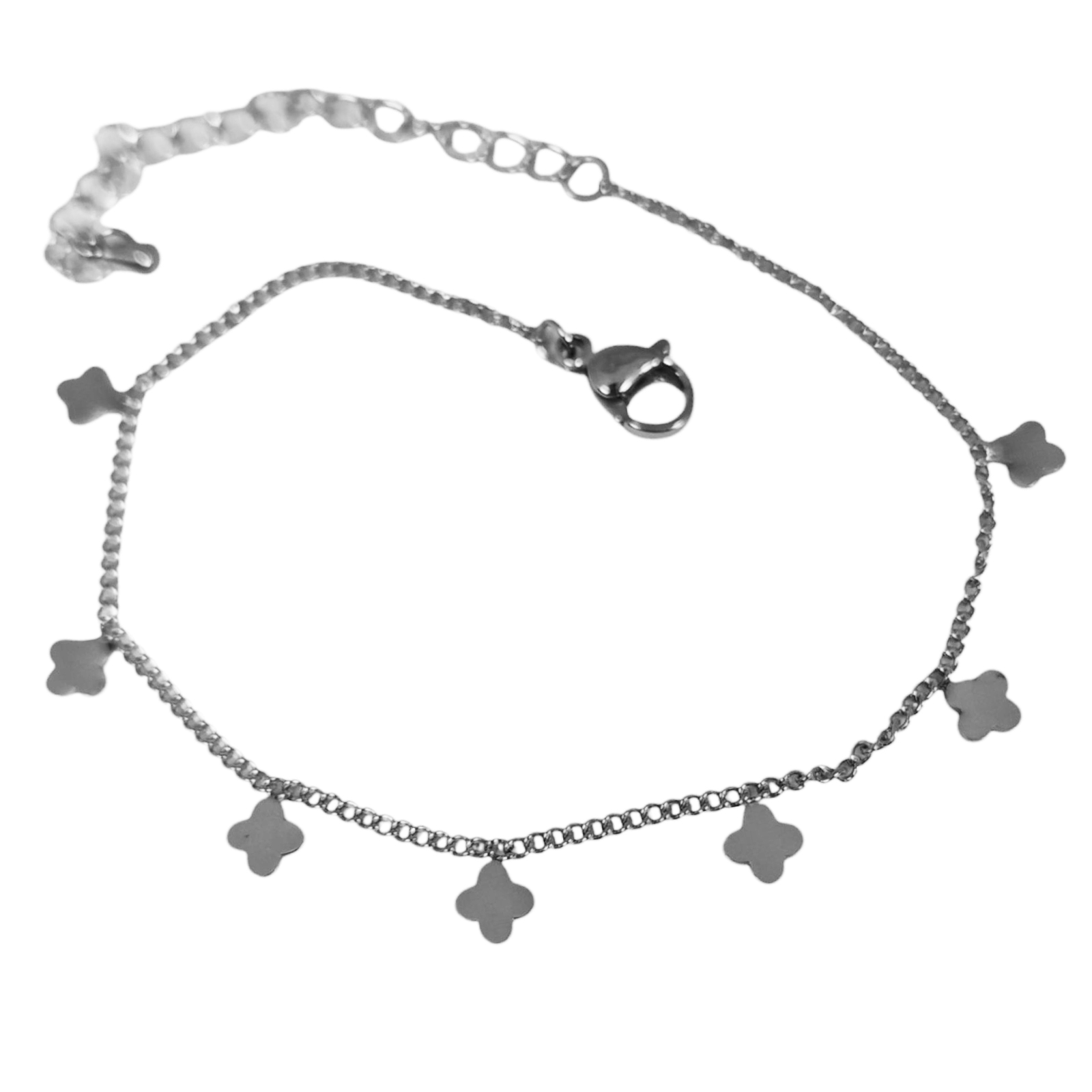 Bracelet créateur Acier \'Trèfles\' argenté - 5 mm - [S1411]