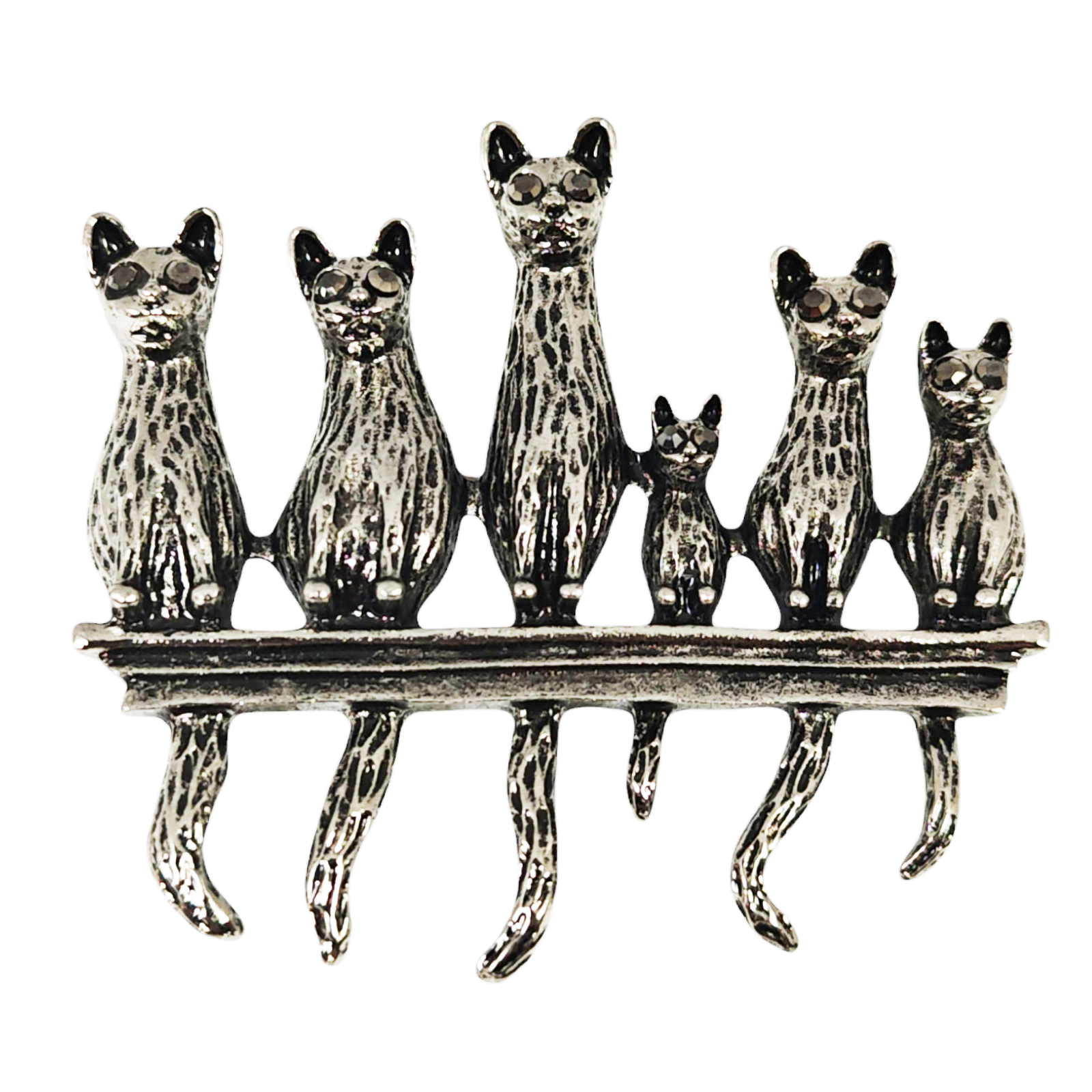 Broche Créateur \'Famille Loutres\' argenté - 50x45 mm - [S1429]