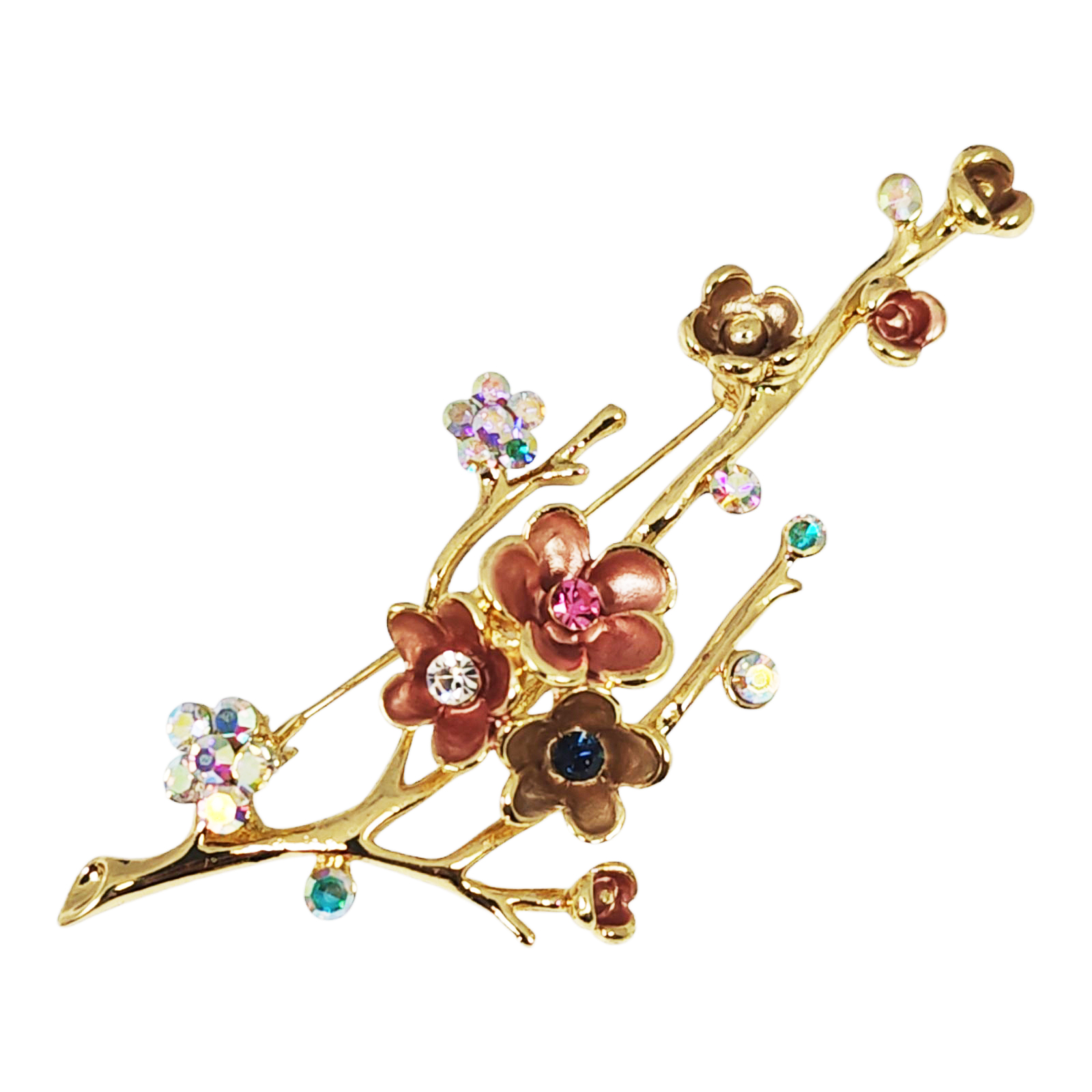 Broche Créateur \'Arégonde\' rose doré (fleurs) - 70x28 mm - [S1432]
