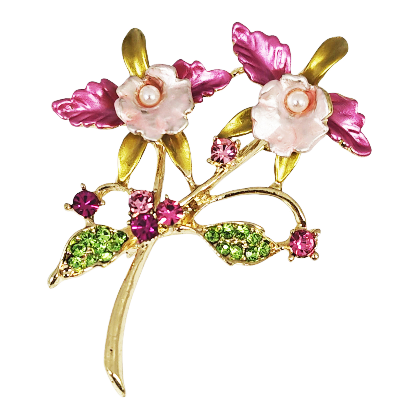 Broche Créateur \'Arégonde\' rose doré (fleurs) - 60x40 mm - [S1433]