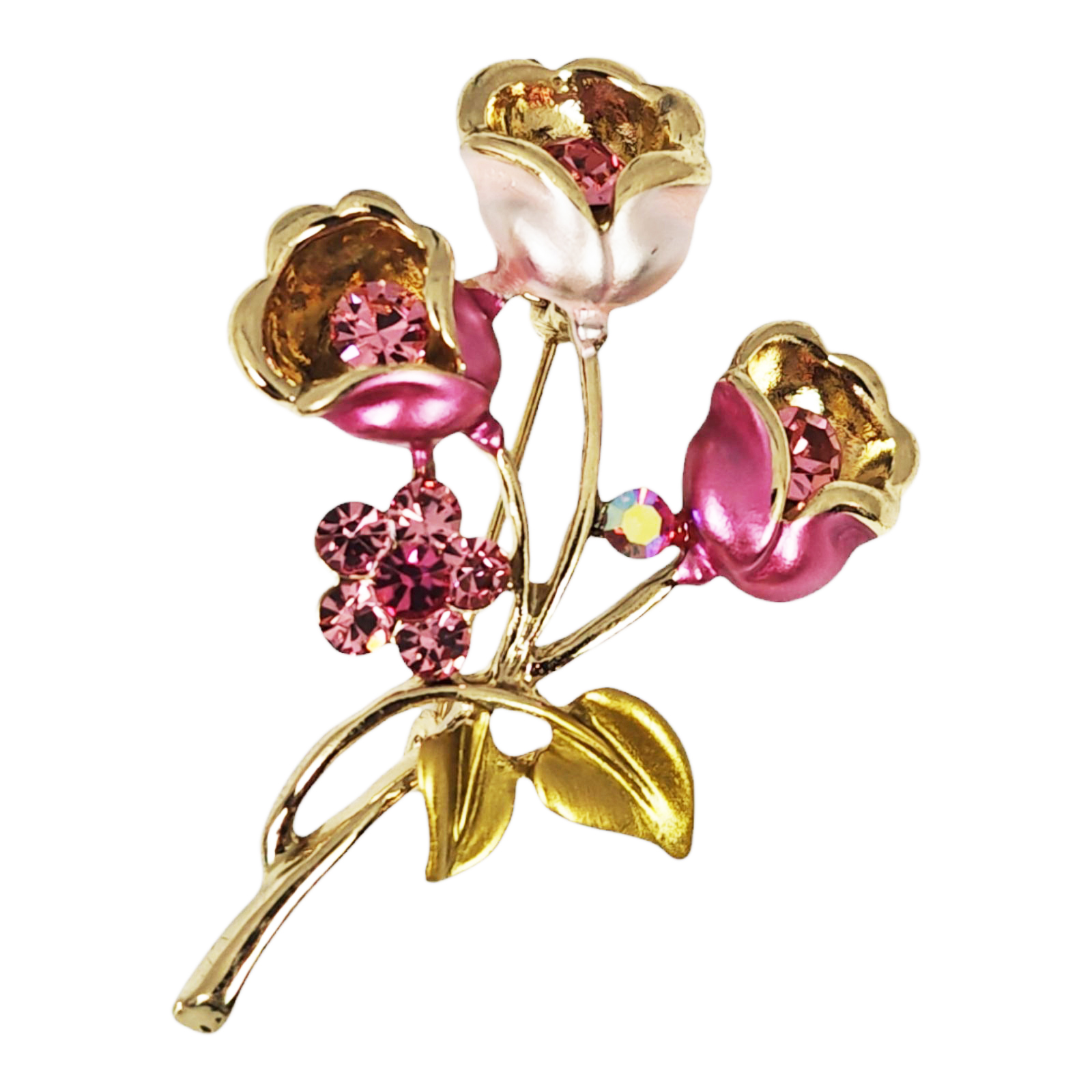 Broche Créateur \'Arégonde\' rose doré (fleurs) - 50x35 mm - [S1434]