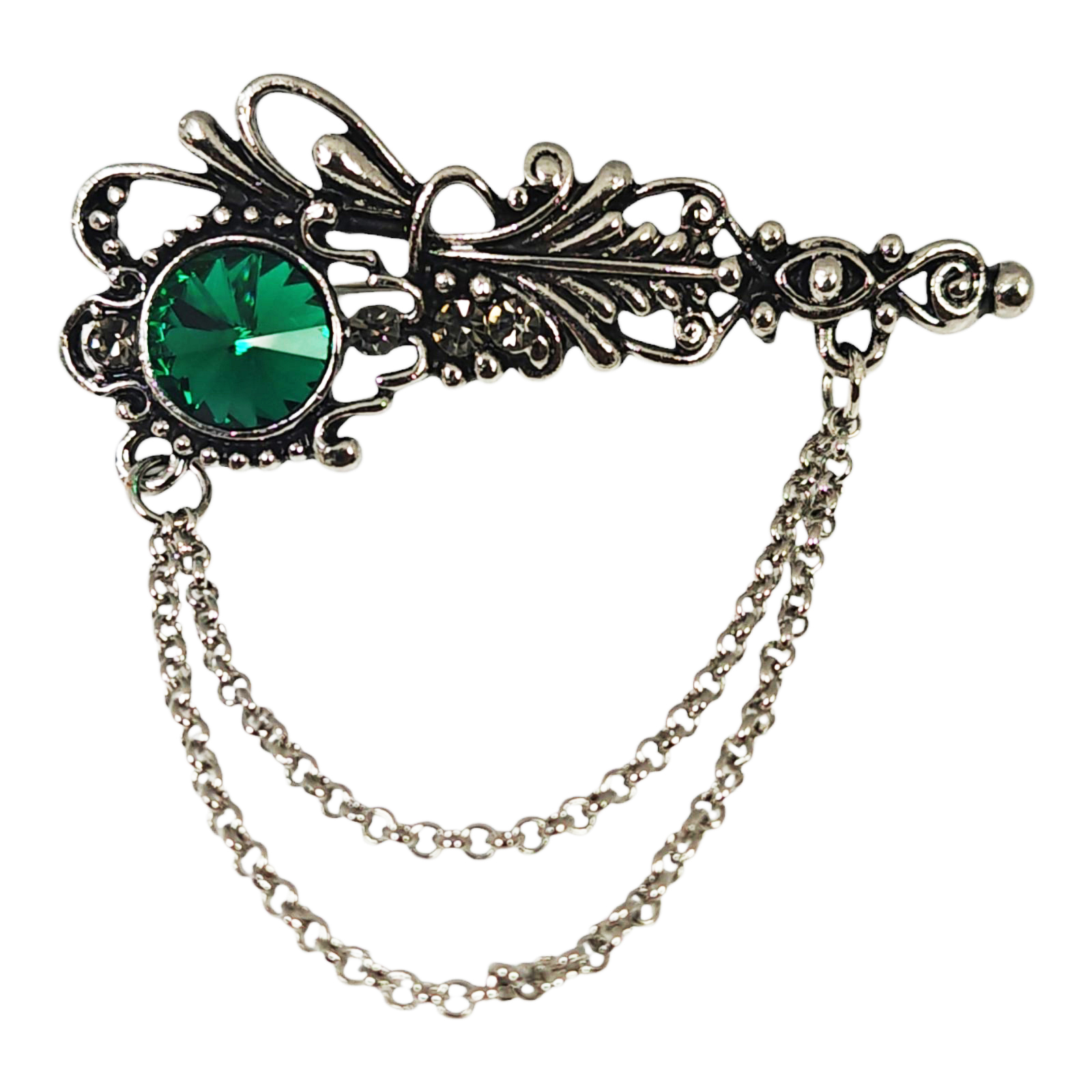 Broche Créateur \'Arégonde\' vert argenté vieilli - 55x55 cm - [S1438]