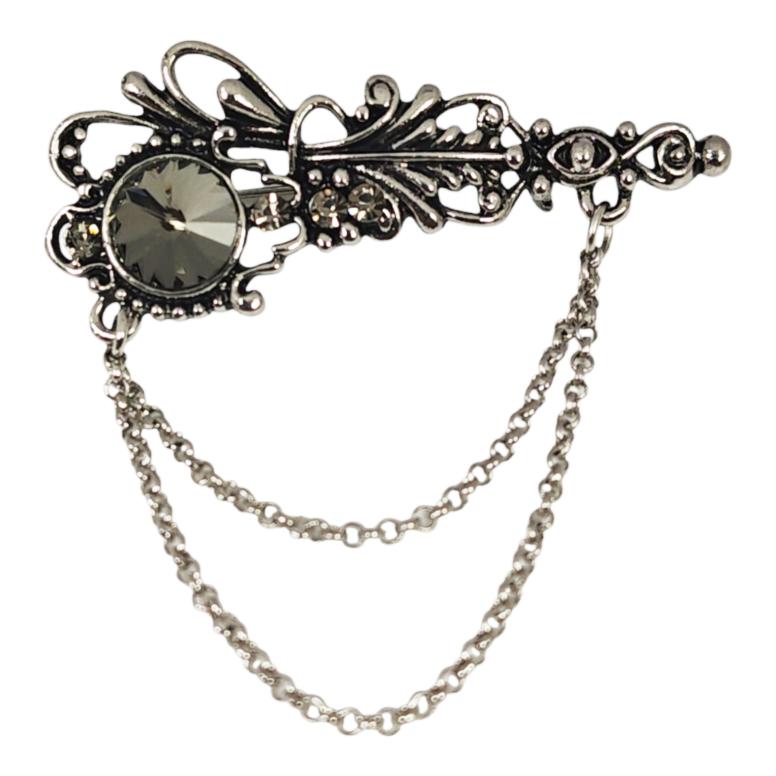 Broche Créateur \'Arégonde\' gris argenté vieilli - 55x55 cm - [S1440]