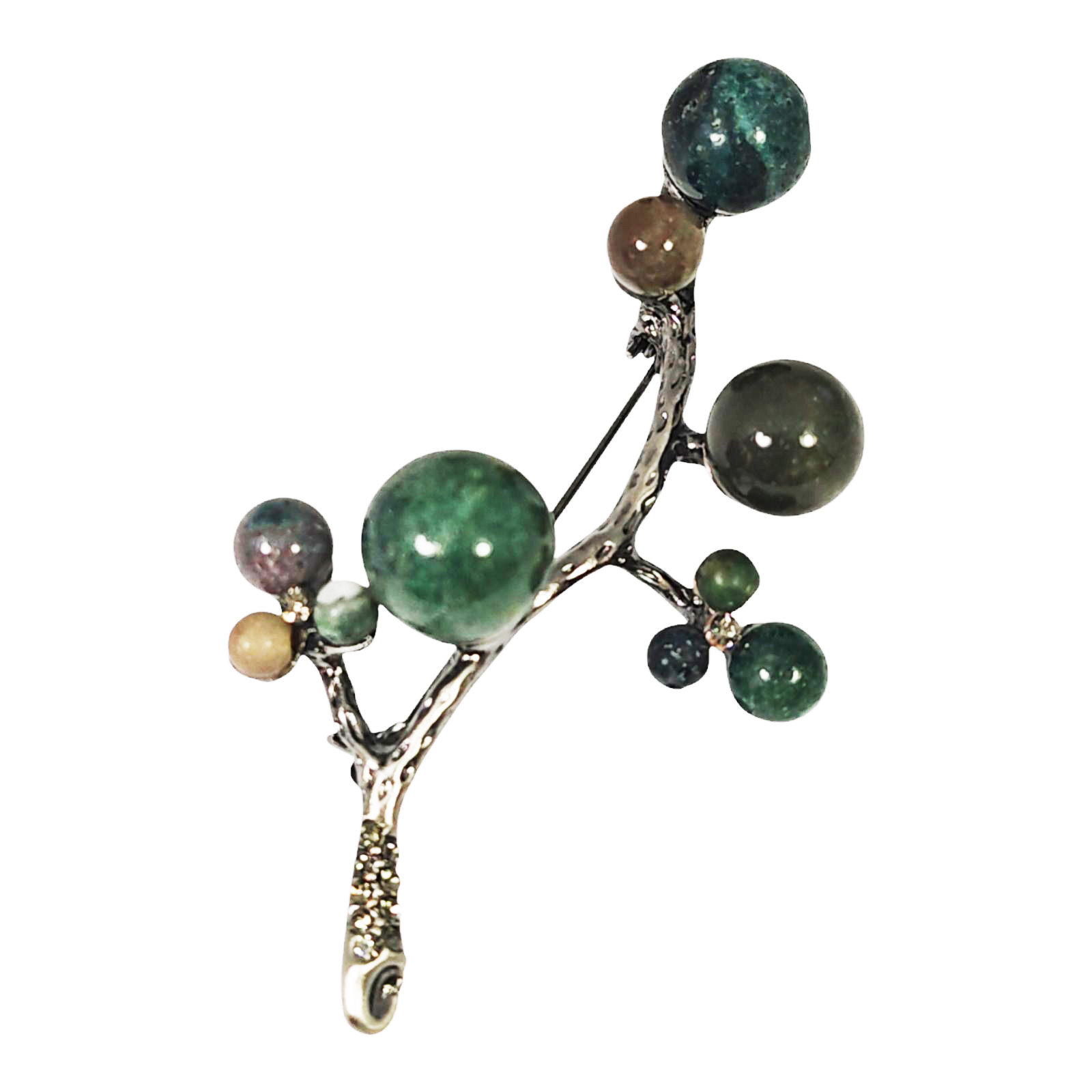 Broche Créateur \'Mineralia\' vert gris - 70x40 mm - [S1444]