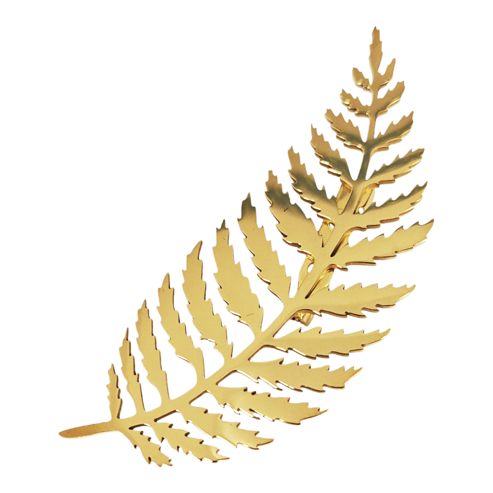 Broche créateur \'Fougère\' doré - 70x25 mm - [S1450]