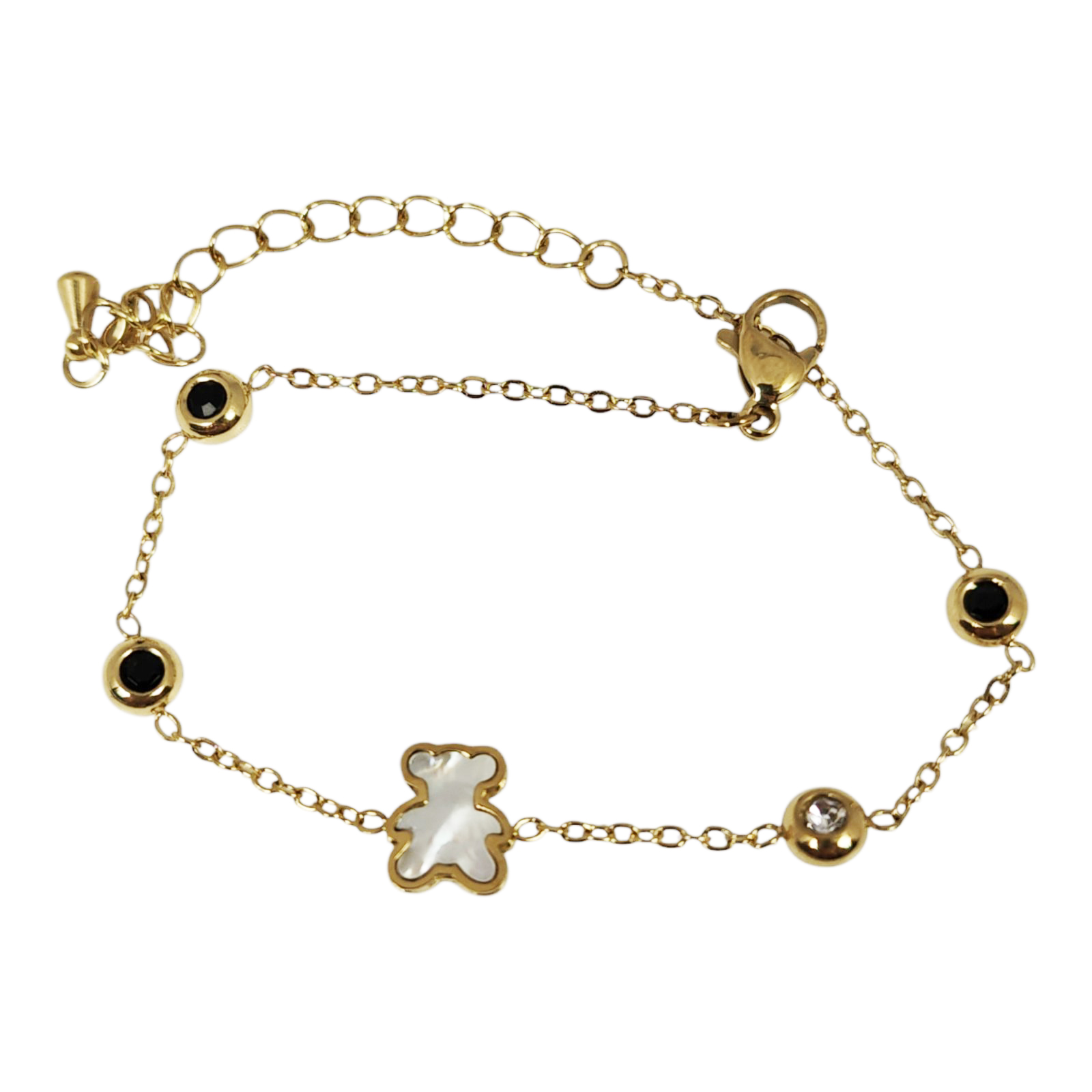 Bracelet créateur Acier \'Teddy\' blanc doré - 8x7 mm - [S1466]