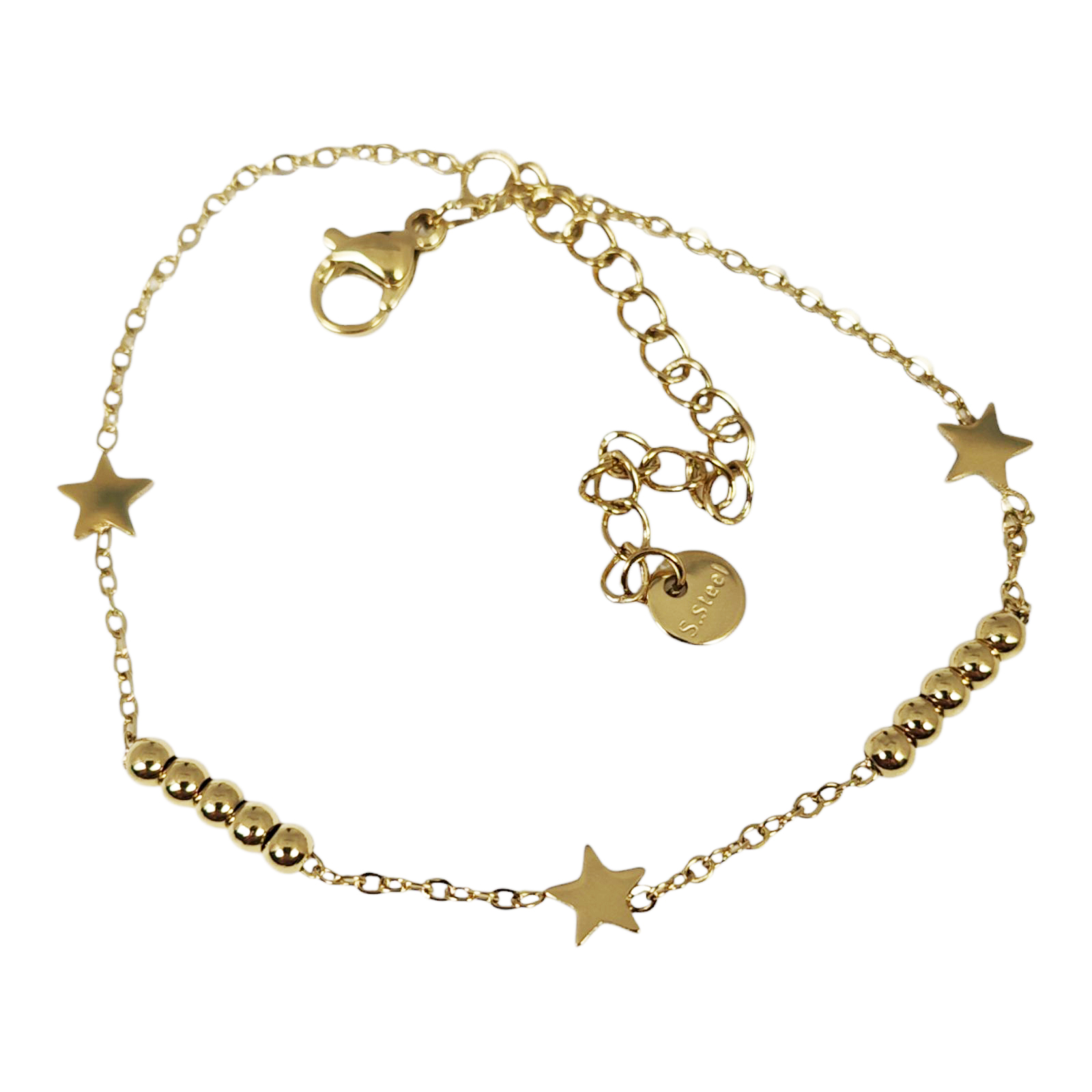 Bracelet créateur Acier \'Cleopatra\' doré - 5 mm (étoiles) - [S1469]