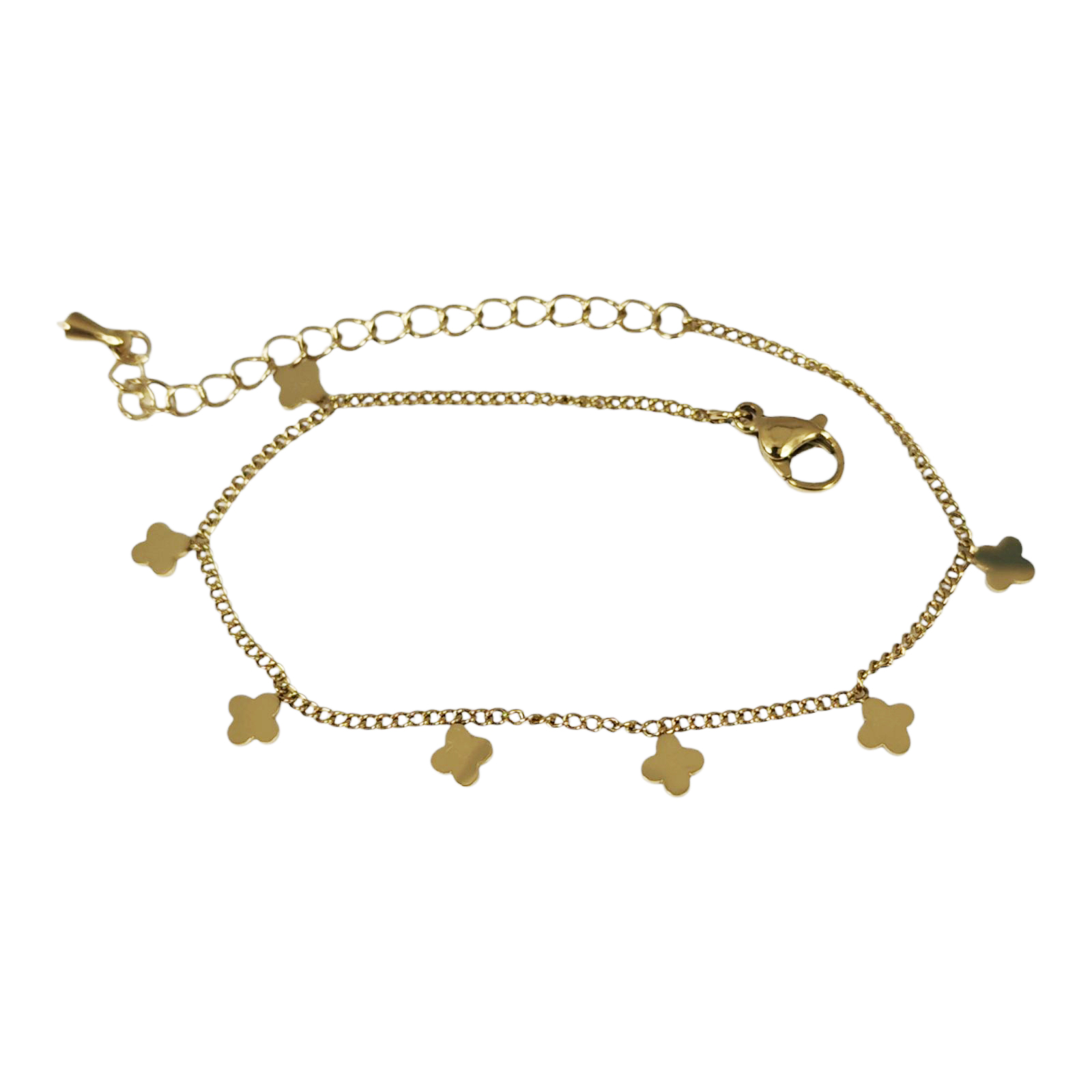 Bracelet créateur Acier \'Trèfles\' doré - 5 mm - [S1470]