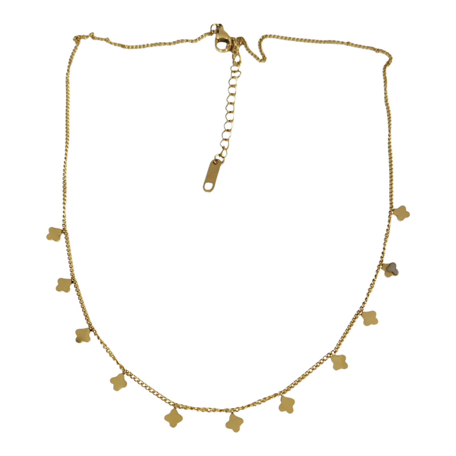 Collier créateur acier \'Trèfles\' doré - 5 mm - [S1471]