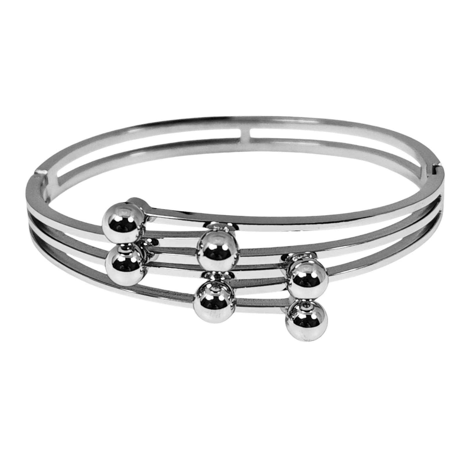 Bracelet Acier \'Cléopatra\' argenté - 62 mm 20 mm - [S1474]