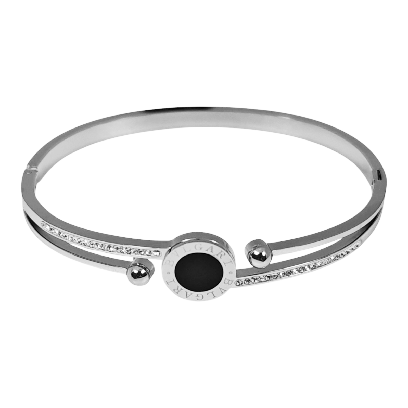 Bracelet Acier \'Cléopatra\' noir argenté - 62 mm 12 mm - [S1475]