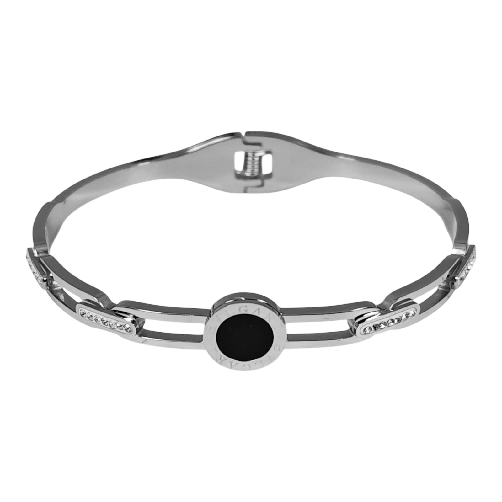 Bracelet Acier \'Cléopatra\' noir argenté - 62 mm 12 mm - [S1476]