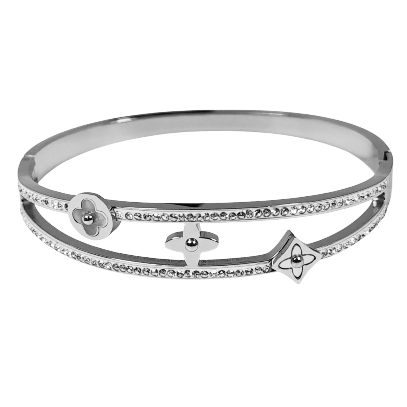 Bracelet Acier \'Cléopatra\' blanc argenté - 65 mm 13 mm - [S1481]
