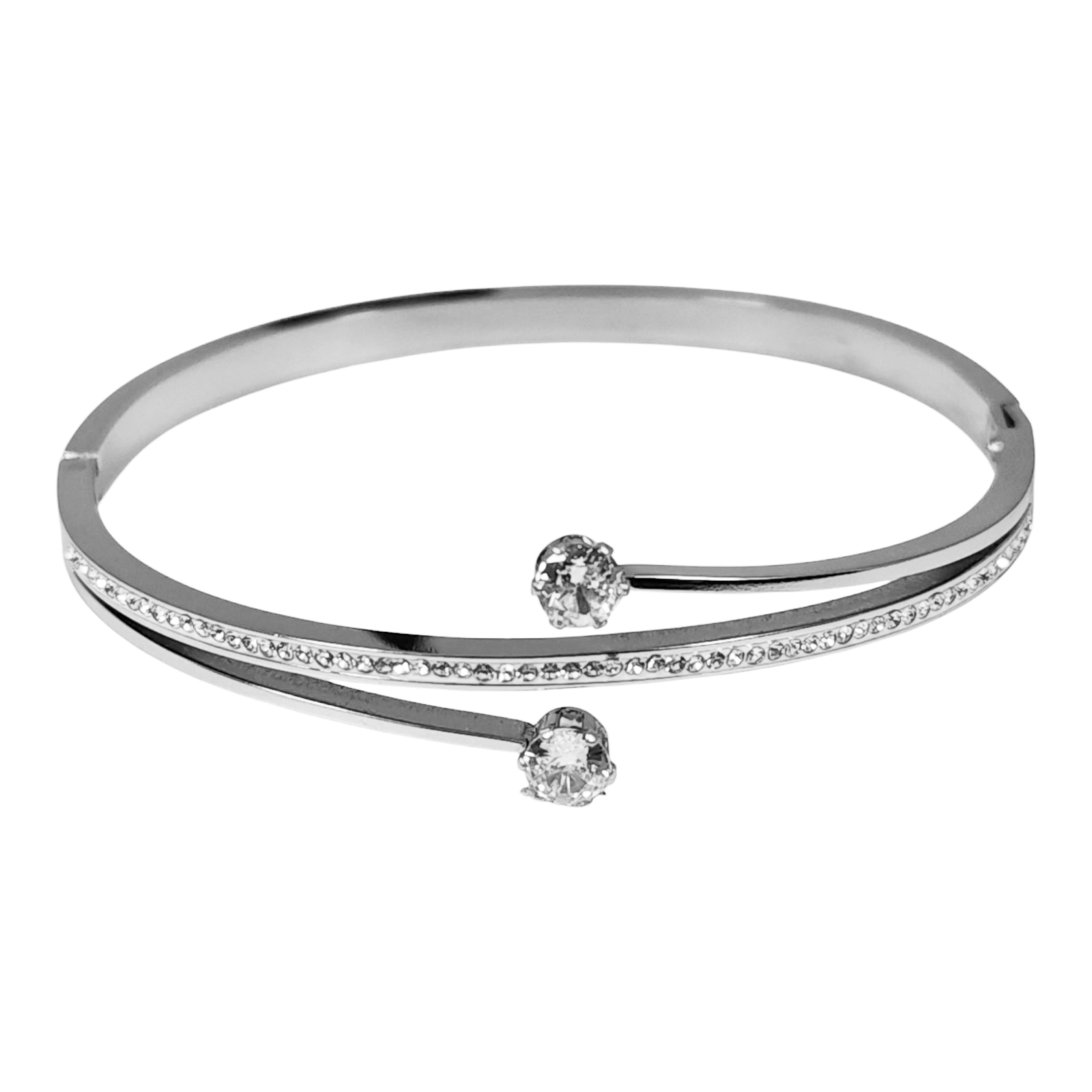 Bracelet Acier \'Cléopatra\' blanc argenté - 65 mm 15 mm - [S1483]