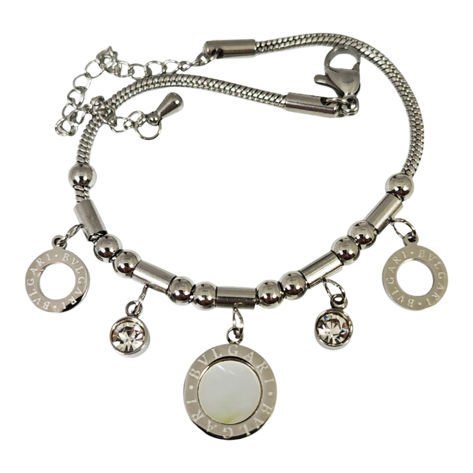 Bracelet Acier \'Cleopatra\' blanc argenté - 12 mm - [S1485]