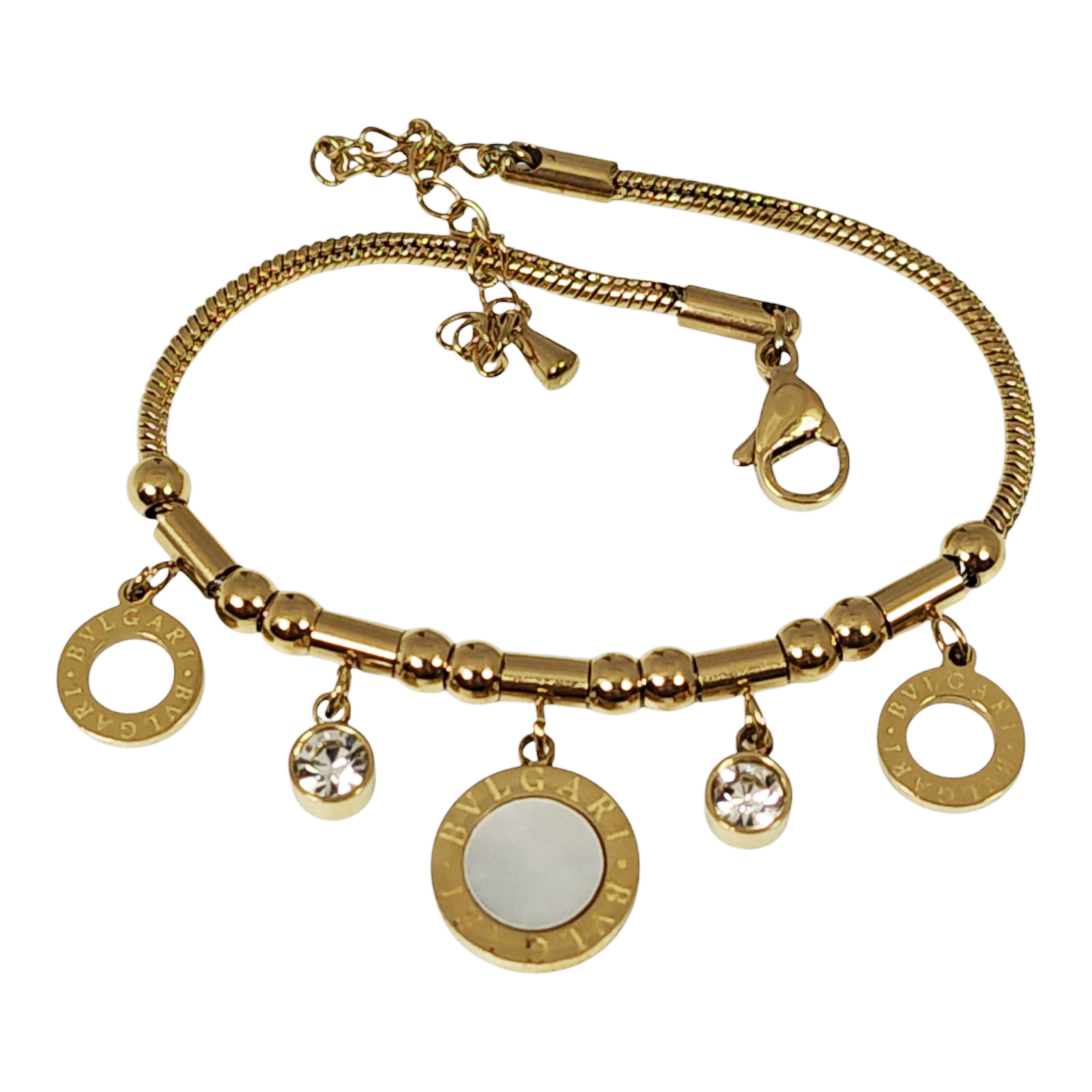 Bracelet Acier \'Cleopatra\' blanc doré - 12 mm - [S1488]