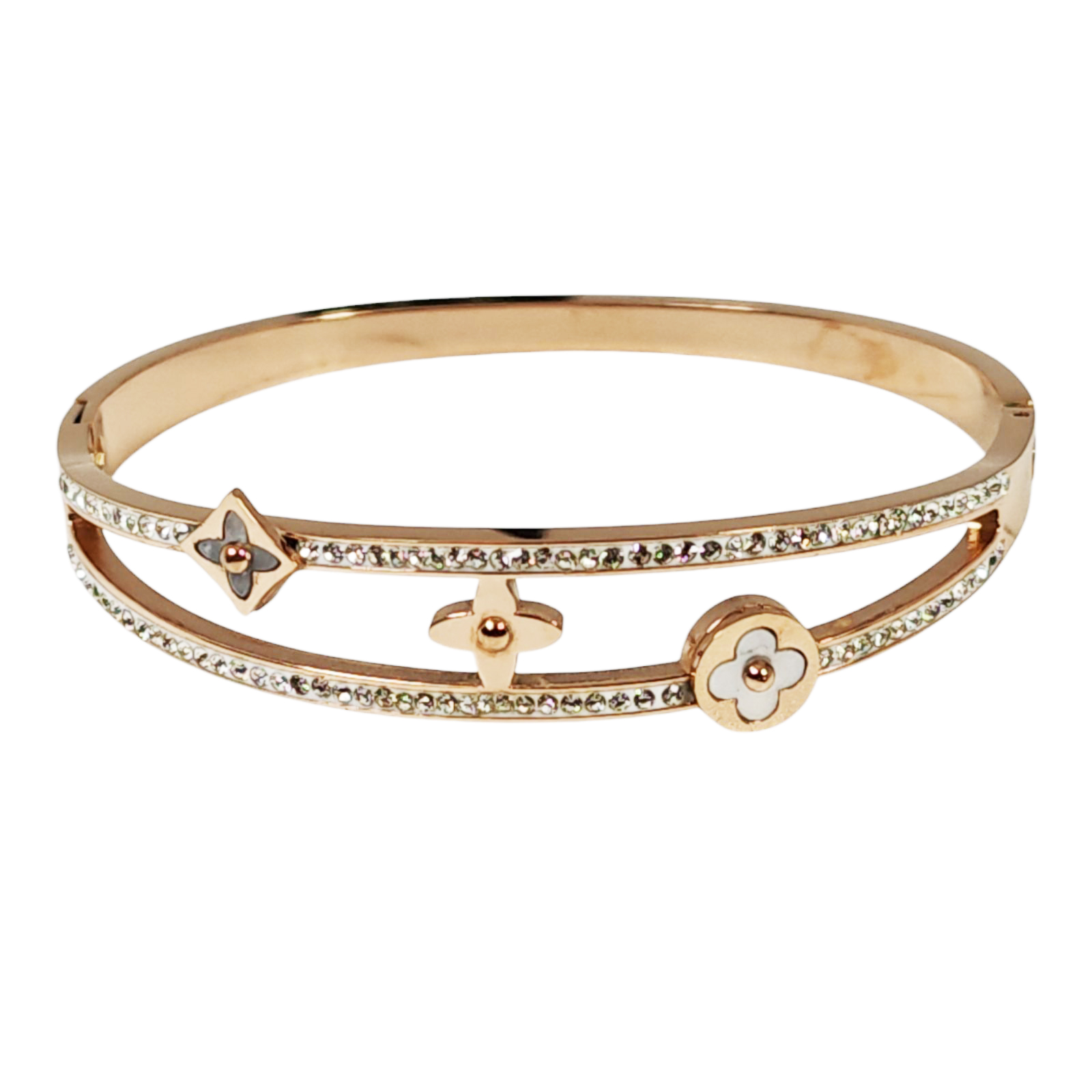 Bracelet Acier \'Cléopatra\' blanc rosé - 65 mm 13 mm - [S1490]