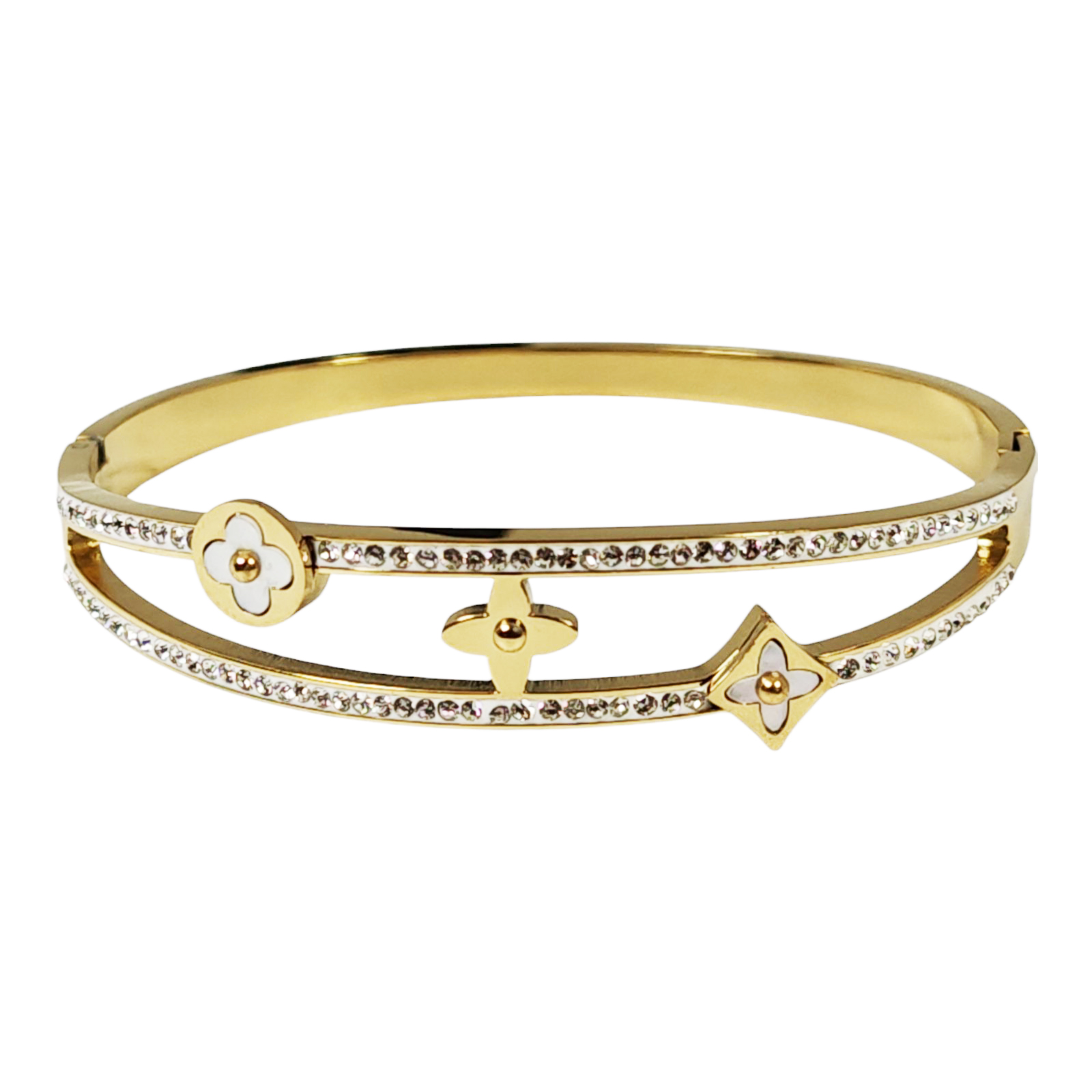 Bracelet Acier \'Cléopatra\' blanc doré - 65 mm 13 mm - [S1491]