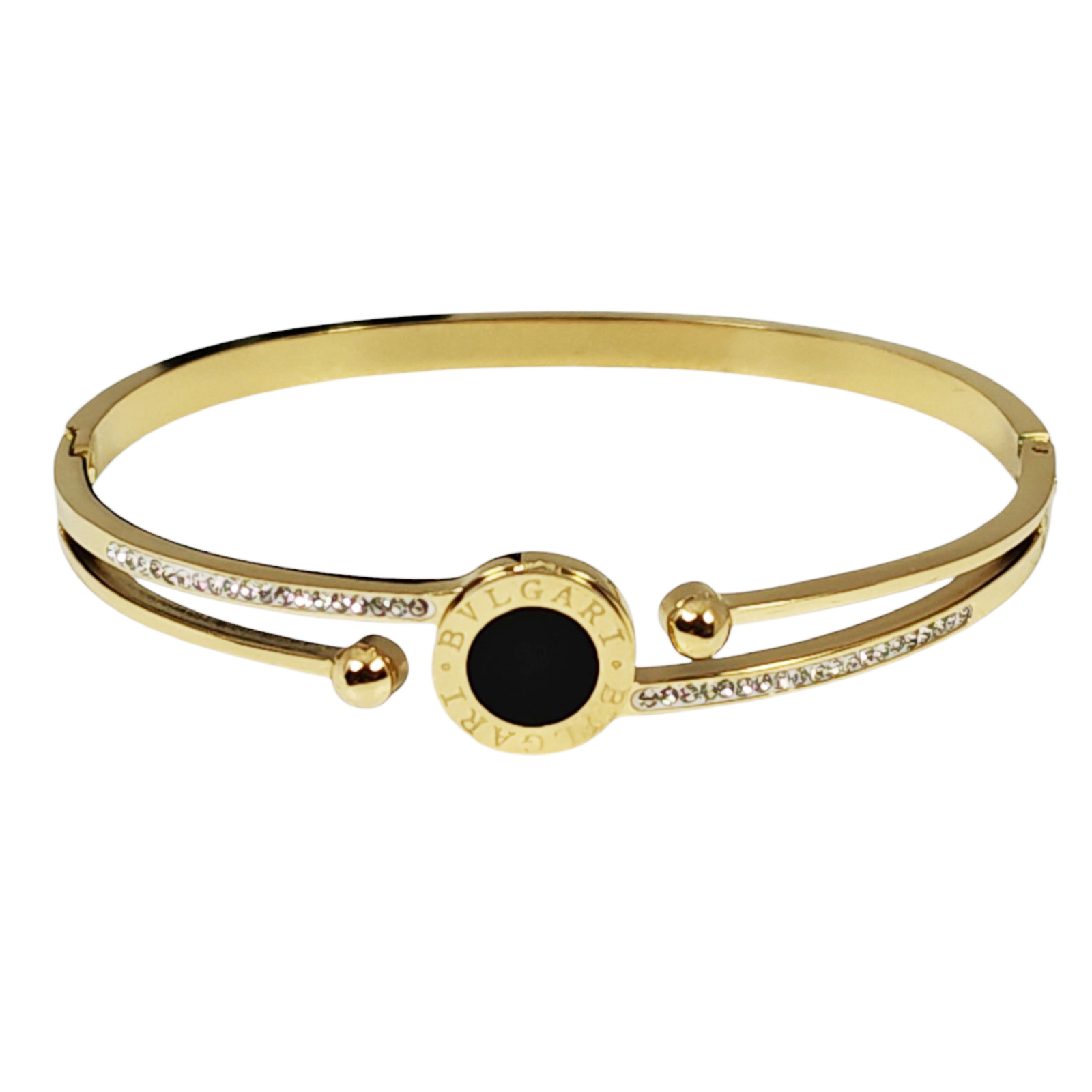 Bracelet Acier \'Cléopatra\' noir doré - 62 mm 12 mm - [S1496]