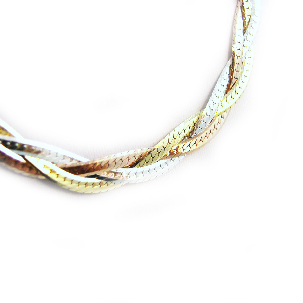 Collier Argent \'Lianes Magiques\' tricolore - 40 cm, 5 mm - [G1778]