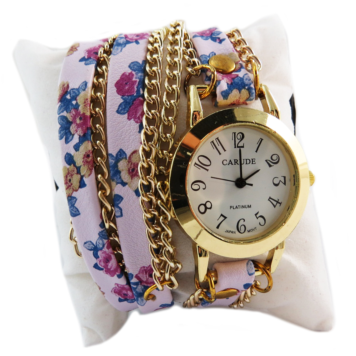 Montre créateur \'Liberty\' blanc violet doré  - 2 tours - [Q5901]