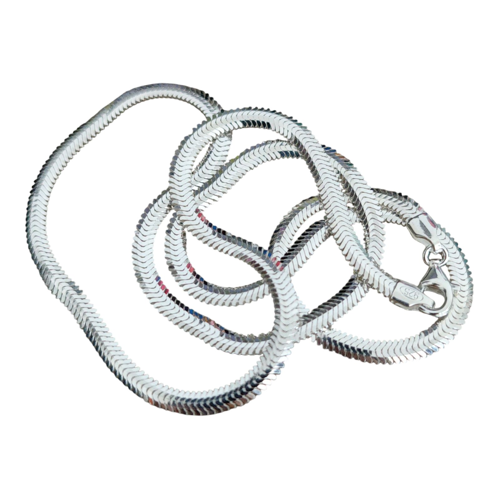 Collier Argent \'Serpent plate\' argenté - 45 cm 3 mm - [S1658]