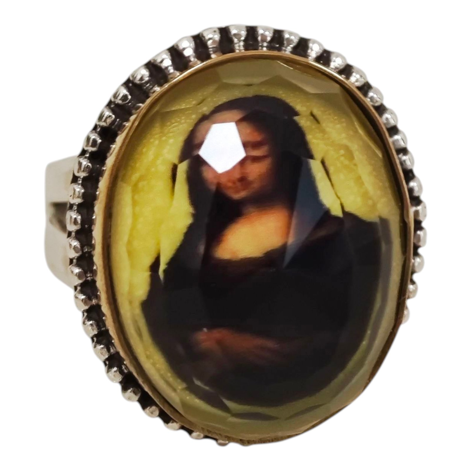 Bague argent \'Lyrielle\' marron jaune doré - 20x16 mm (joconde) - [S1674]