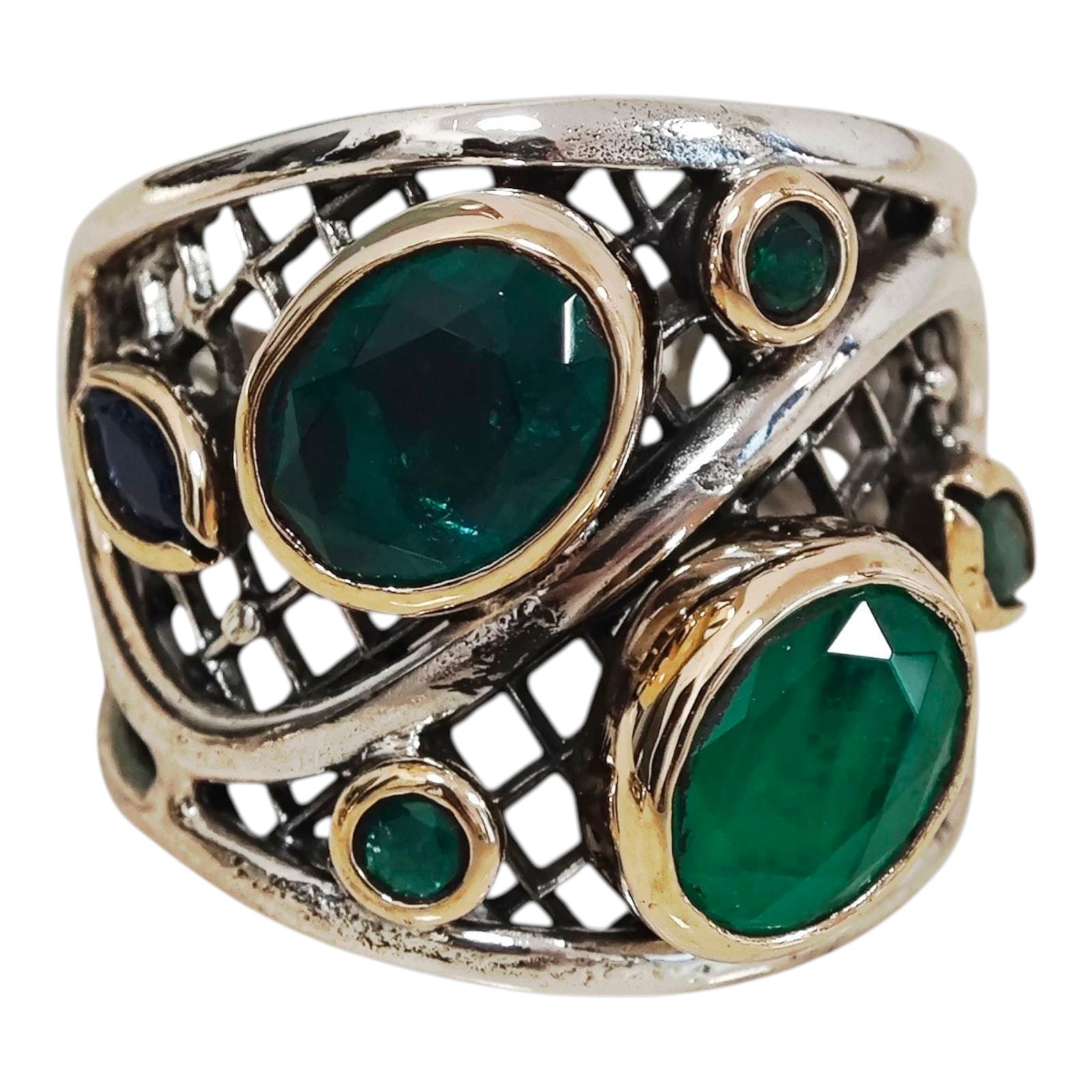 Bague argent \'Lyrielle\' vert doré - 23 mm - [S1676]