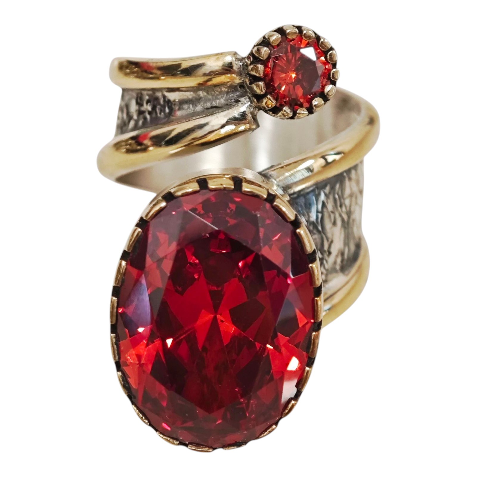 Bague argent \'Lyrielle\' rouge doré - 33 mm - [S1685]