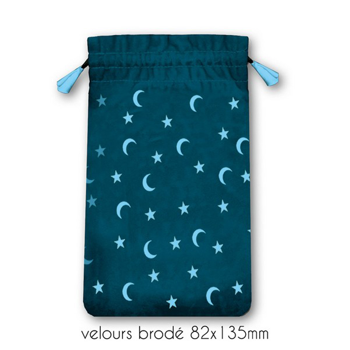 Pochette tarot velours \'Moon and Star\' marine - 13x8 cm - [A1435]
